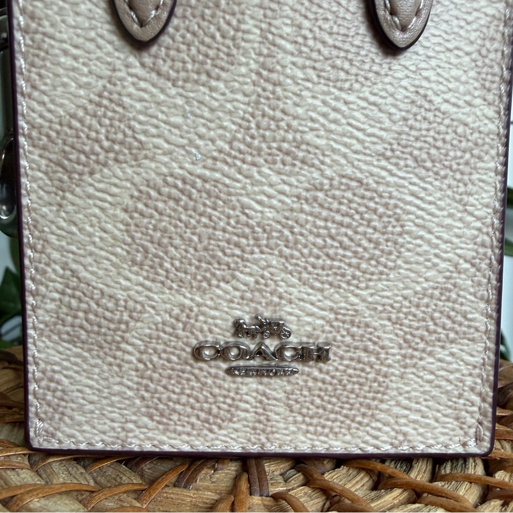 Coach North/South Mini Tote Bag Charm in Signature Canvas Tan & Beige F2448 NWOT - Picture 2 of 12